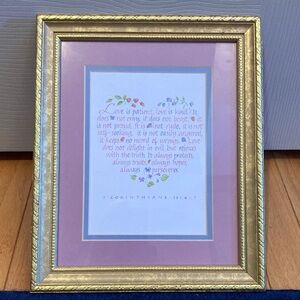 VGUC Gold Framed “Love is Patient” Artwork